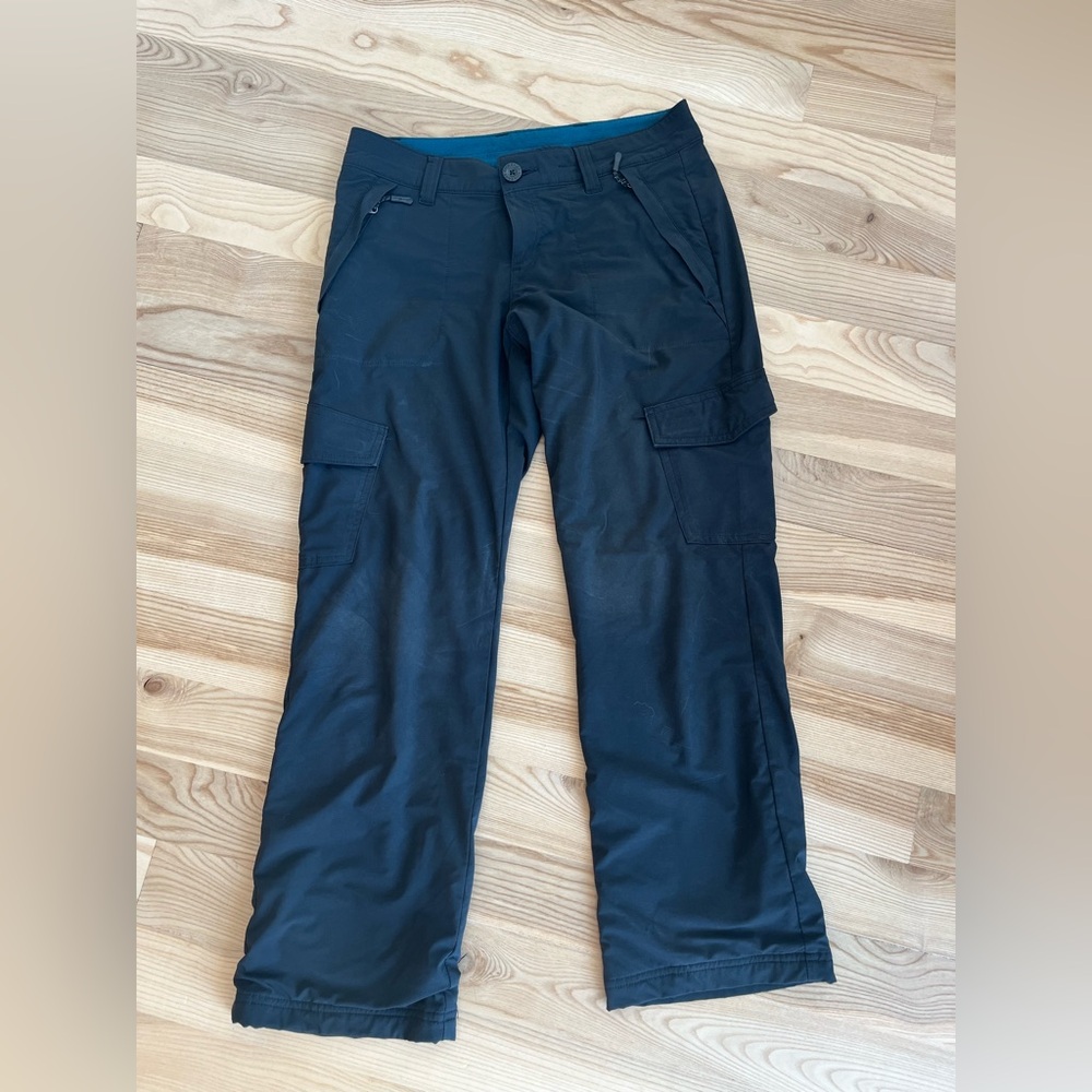 Eddie Bauer Teal-Lined Black Trim Fleece Pants